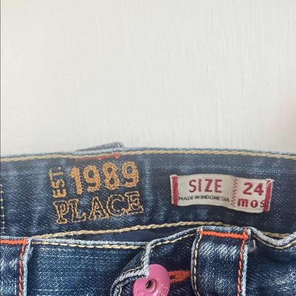 Place Denim with Pink Button Accent - Picture 2 of 8